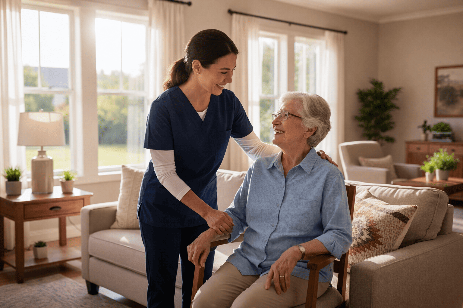 Caregiver Assisting Senior at Home