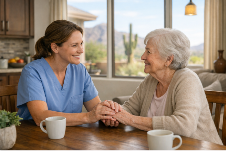 Caregiver Assisting Senior at Home